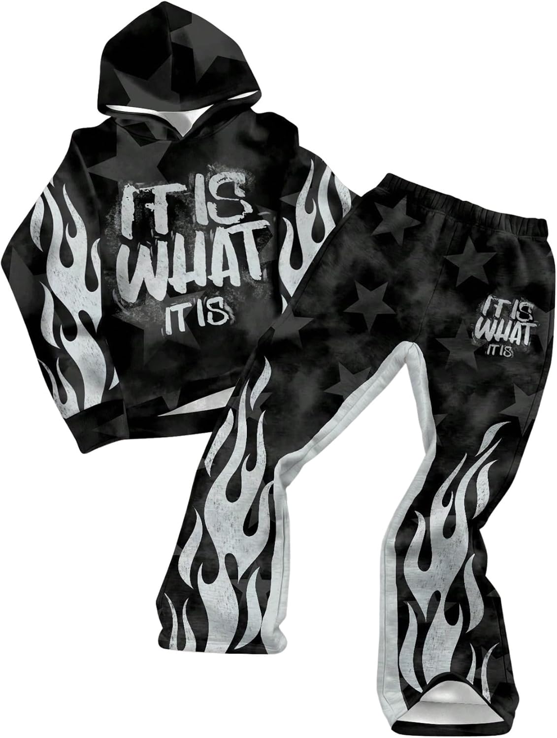 Boy's 2 Piece Sweatsuit Streetwear Letter Star Graphic Long Sleeve Hoodie and Long Sweatpants Sets