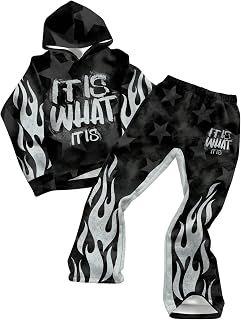 RoseSeek Boy's 2 Piece Letter Star Graphic Long Sleeve Hoodie Sweatpant Set | Star Letter Print, Size 8, Sports Clothes for Teen, Casual Streetwear, Cute Kids Drip Outfits