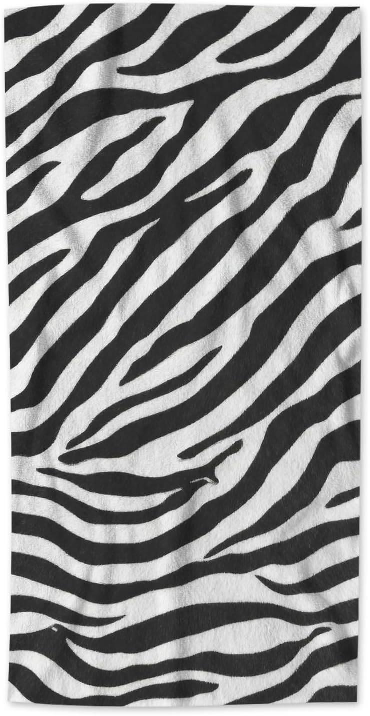 AOYEGO Zebra Print Hand Towels Black White Leopard Line Stripes Wild Animal Skin Highly Absorbent Soft Towels Bathroom Beach Kitchen Spa Gym Face Towel 15x30 Inch