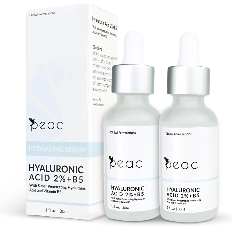 Sérum facial Peac com ácido hialurônico 2% + B5, sem fragrância, 60 mL