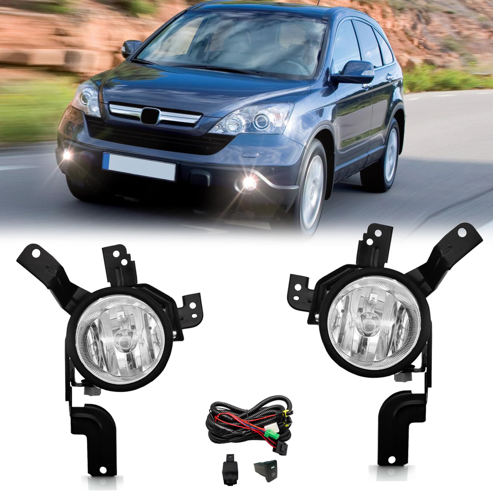 Photo 1 of Fog Lights For 2007 2008 2009 Honda CRV with Bracket and Harness and switch Lamp Assembly Set L&R Side