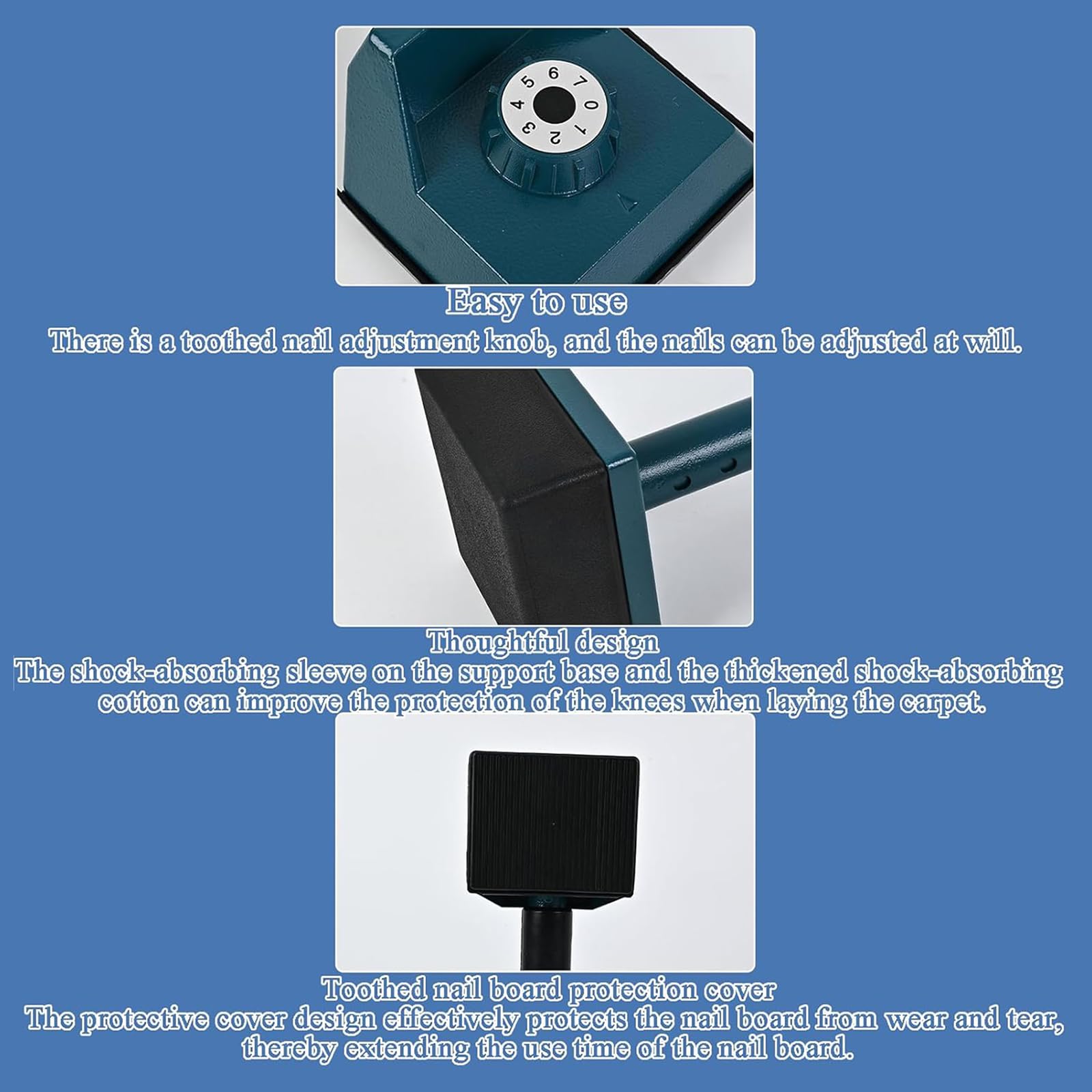Knee Kicker Carpet Stretcher,Kit D'installation D'outils De Tapis,Longueur De L'engrenage 7 Vitesses Réglable,Poignée Réglable,pour Le Commerce À Domicile