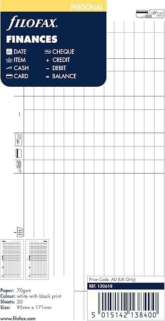 Filofax Personal Finances, White