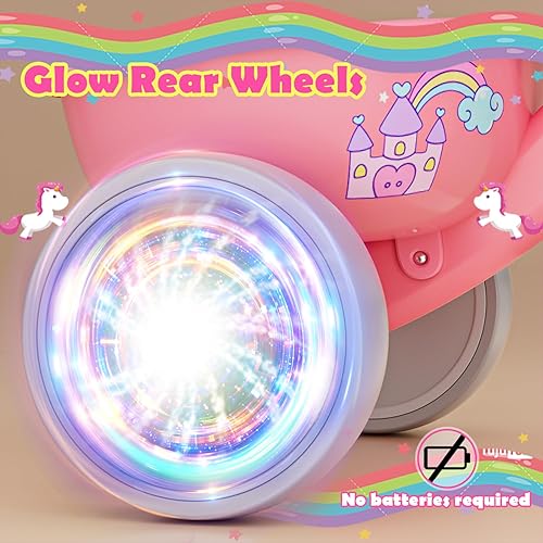 Miniatura 8 de Triciclo para niños pequeños de 1-3, 3-5 años, bicicleta de equilibrio de unicornio para bebés con ruedas de iluminación coloridas y canasta grande,
