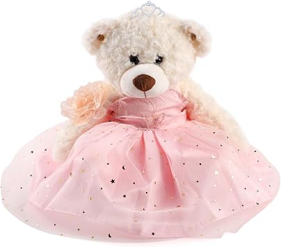 Quinceanera Doll Quince Teddy Bear with Dress,Quinceanera Decorations for Girls Gifts,OSO De Peluche para 15 Anos Con Vestido,Centro De Mesa Munecas para 15 Anos Quinceaneras-Pink