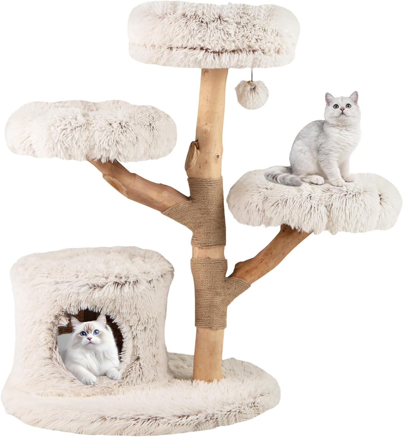 COSTWAY Arbre a Chat XXL 102 cm, Arbre a Chat en Bois Massif, Poteau à — free download