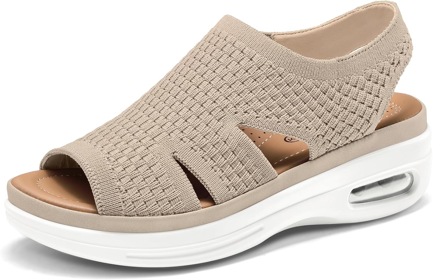 mysoft Womens Comfortable Walking Sandals Slip On Air Cushion Slingback Open Toe Platform Summer Shoes