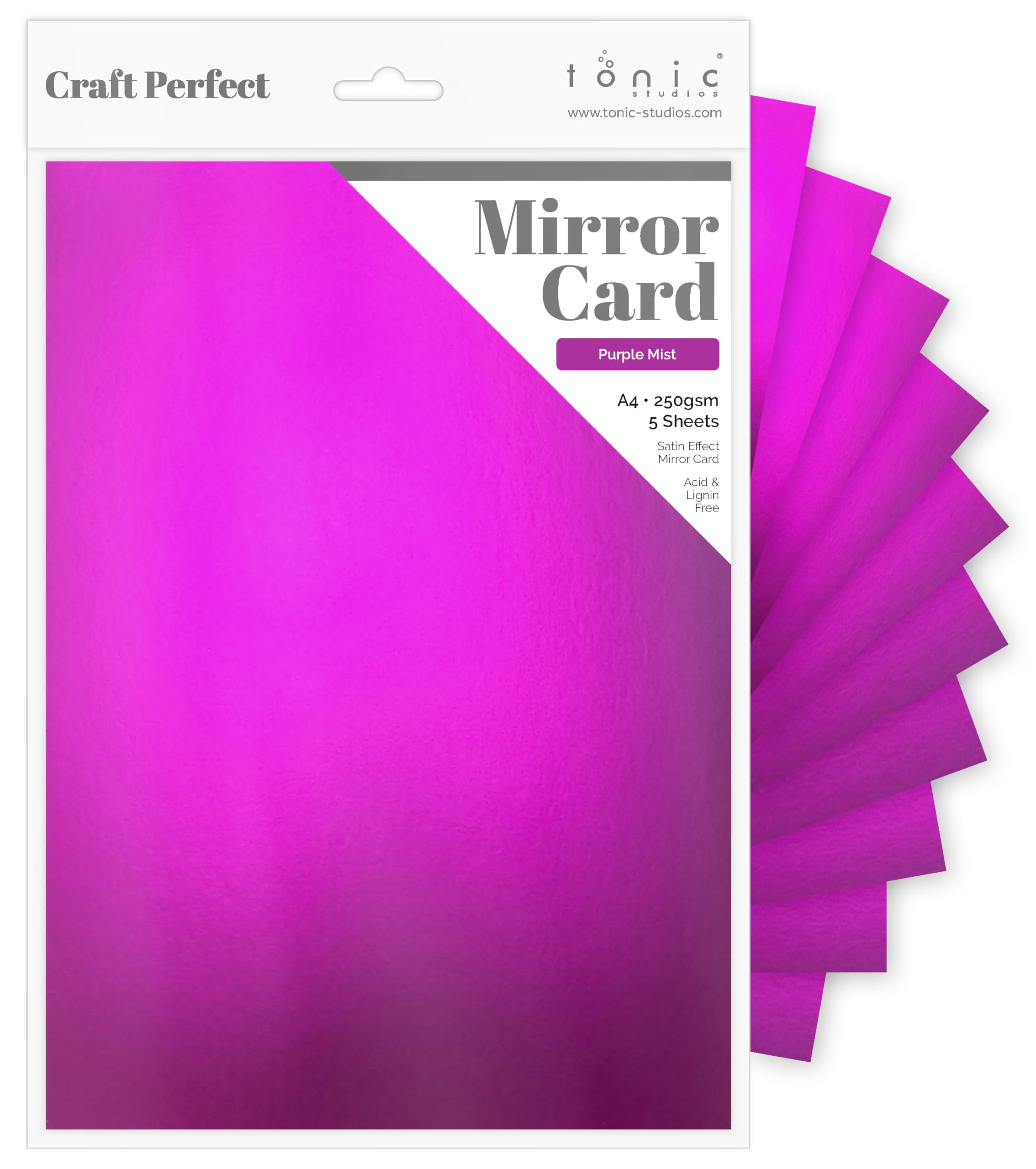 Craft Perfect Satin Mirror Card A4, Purple Mist