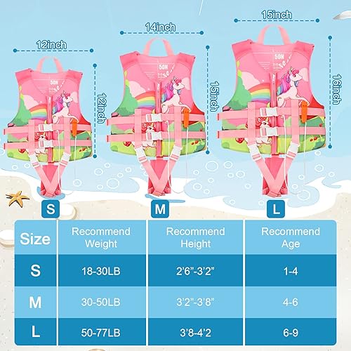 Miniatura 5 de Chaleco de natación de neopreno para niños, chaqueta de natación para niños pequeños, flotadores, ayuda a la natación para niños y niñas de 1 a 9