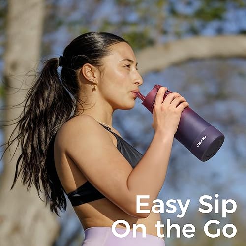 Miniatura 9 de Lexlion Botella de agua con infusor de té de 22 onzas  Acero inoxidable aislado de triple pared, colador de hojas y frutas sueltas, 3 tapas a prueba