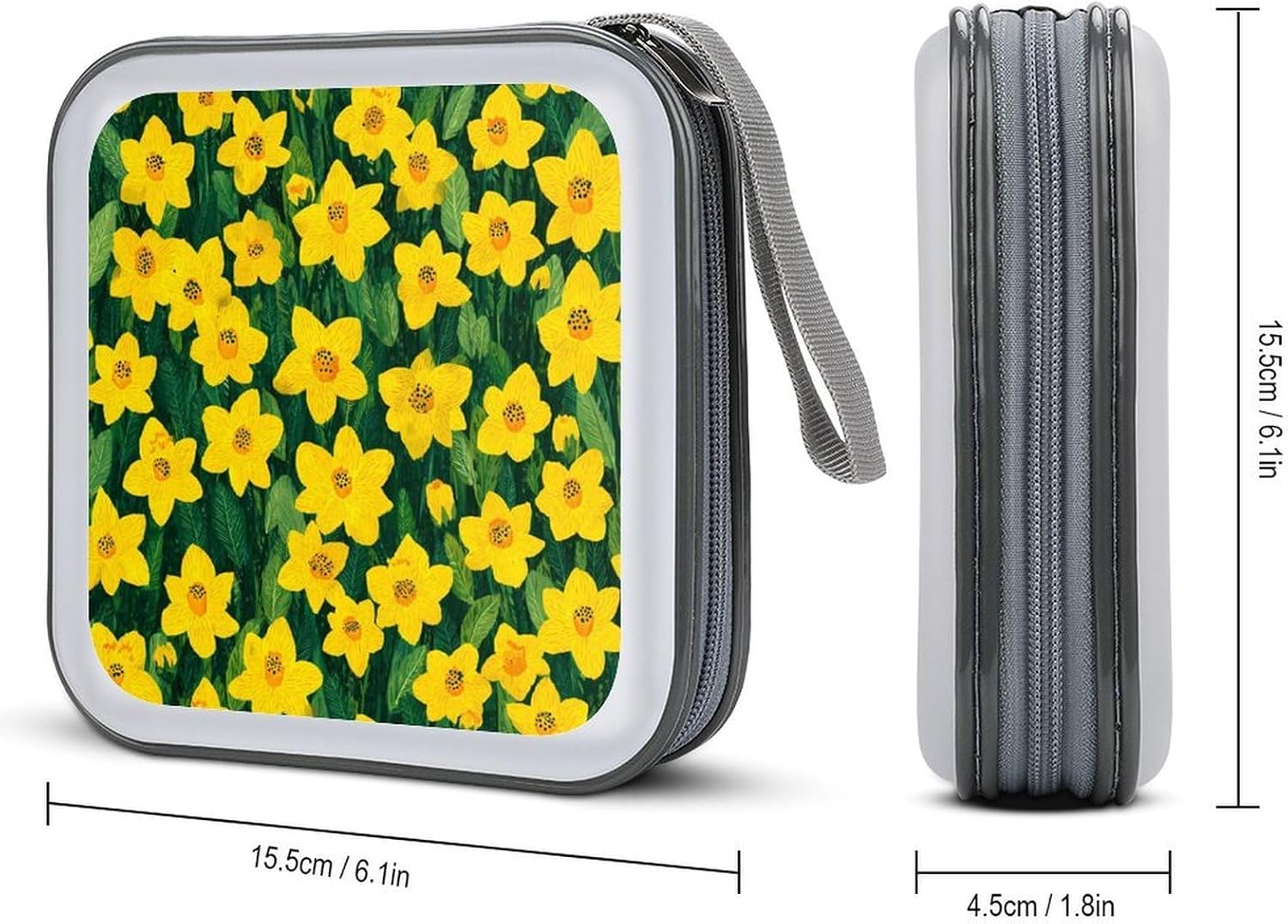 Daffodils Flowers CD Case Wallet Portable DVD Holder Organizer Box