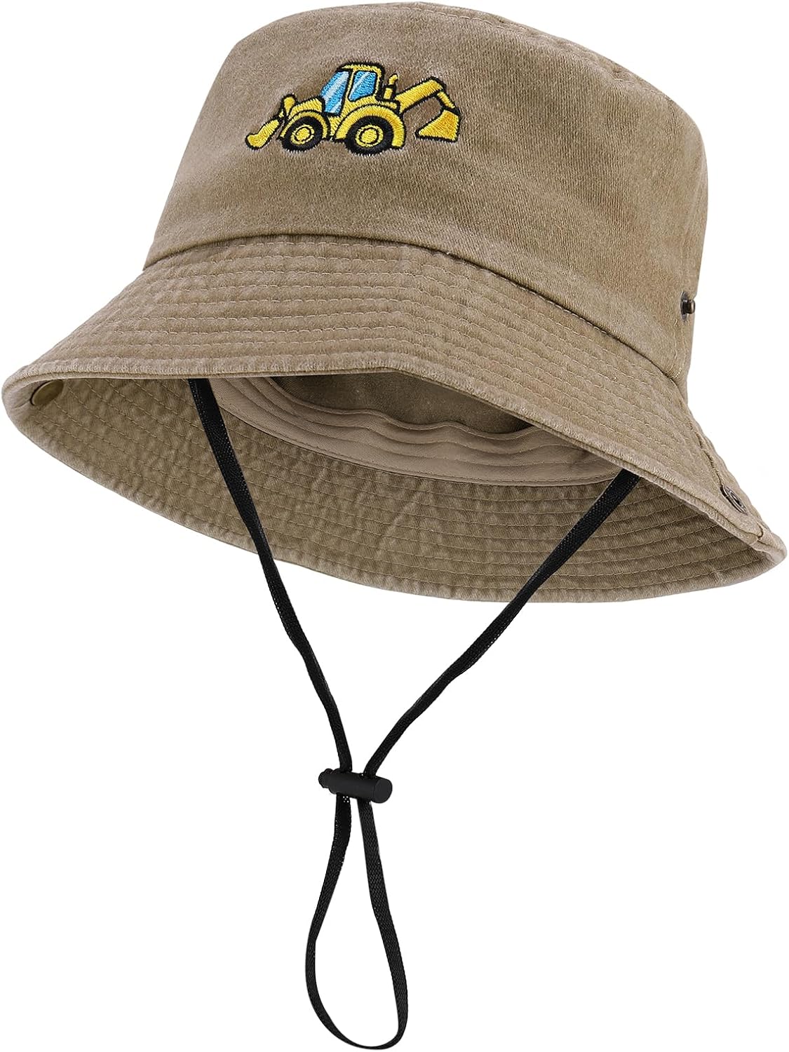Toddler Excavator Bucket Hats Baby Sun Hats with Adjustable Chin Strap Boys Hat for Camping Fishing Outdoor 3-8 Years Khaki