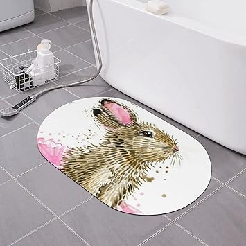 Amazon かわいいうさぎ プリント 40 X 60 Cm バスルーム キッチン カーペット マット 吸水性 速乾性に優れています Semruag ホーム キッチン