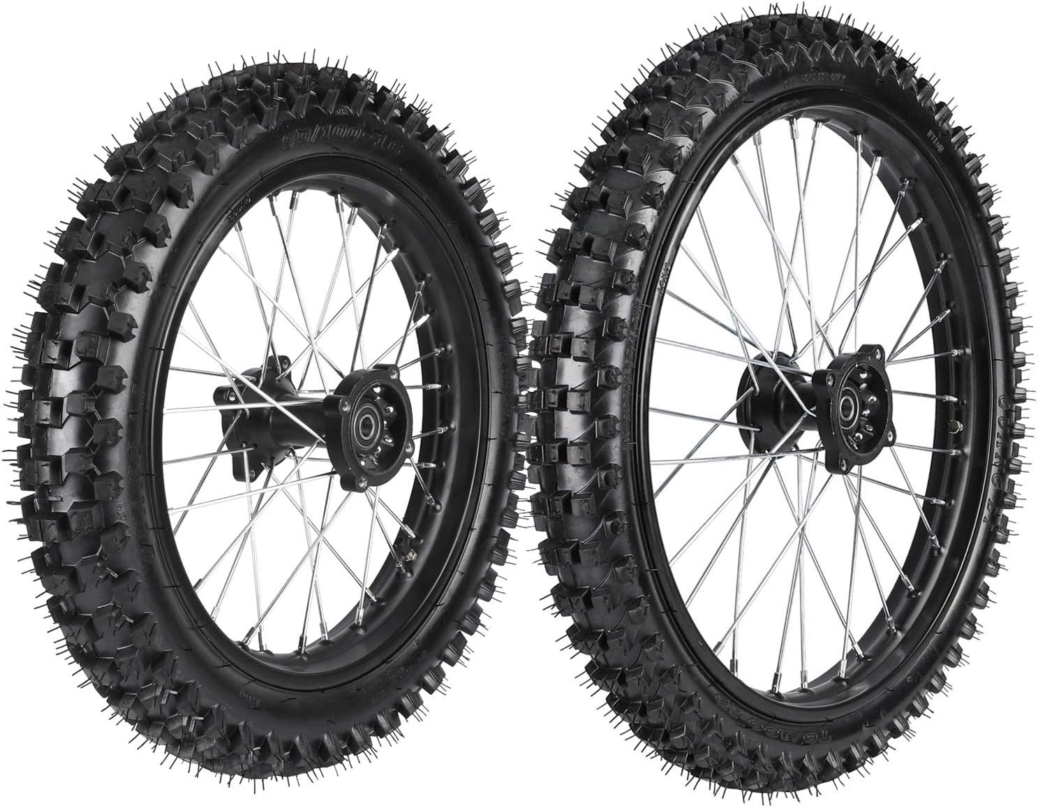TDPRO Front 70/100-19 & Rear 90/100-16 Wheel Tire and Rim Inner Tube with 15mm Bearing Assembly for Pit Pro Trail Dirt Bike