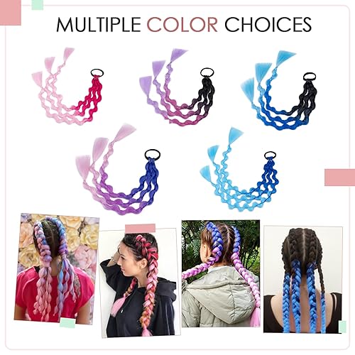 Miniatura 5 de Benehair Extensión de cola de caballo de burbujas para mujeres negras, extensión de cola de caballo larga trenzada estilo protector, extensión de