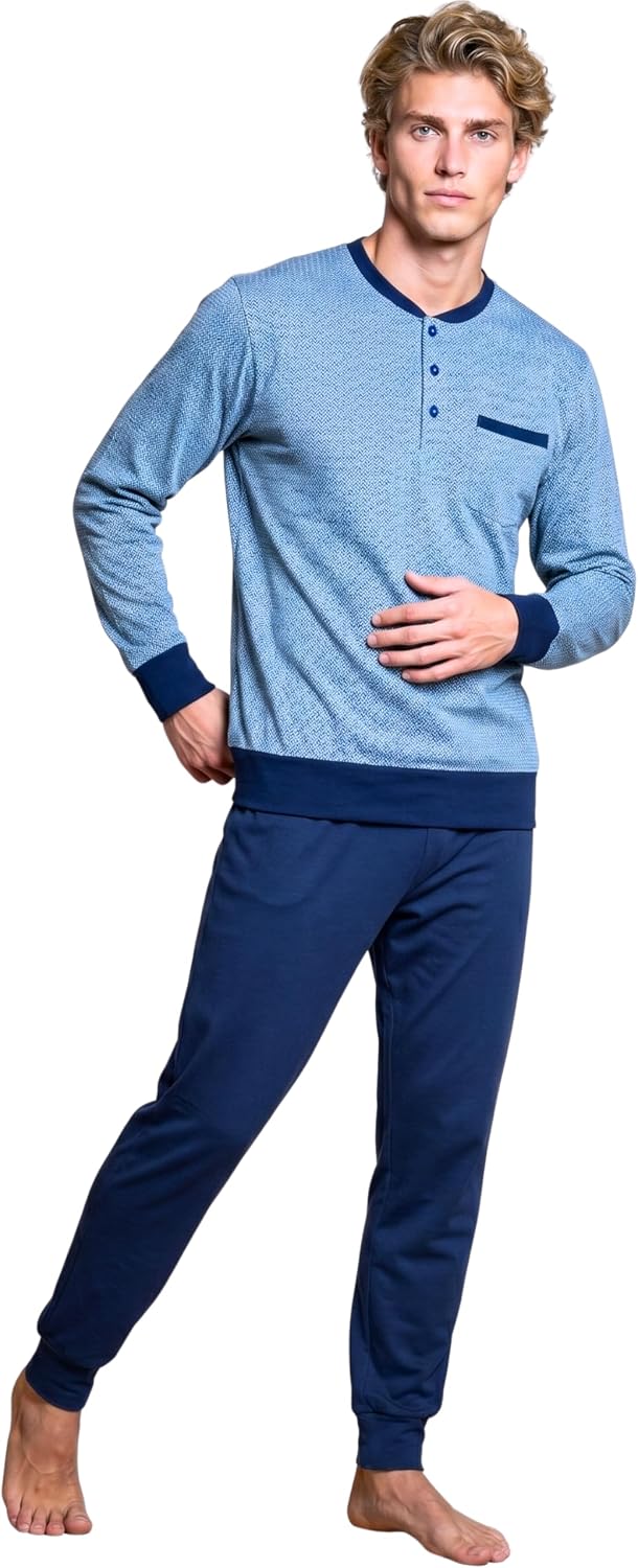Pigiama da uomo Vanue o-day in cotone leggero lungo primavera M-XXL