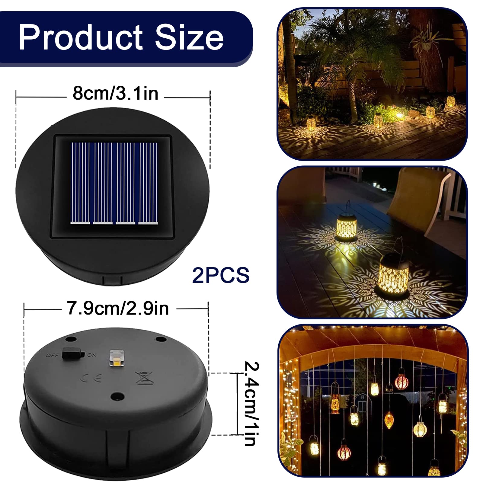 Lot De 2 Lampes Solaires De Jardin, Lampes Solaires Extérieures, Lampes