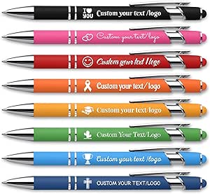 Flpoxzd Personalized Ballpoint Pens with Logo/Text - Custom Black Blue Ink Pens in Bulk - Multiple colors available - Gift for Offices, Teachers, Students - Suitable for Companies, Events, Promotions