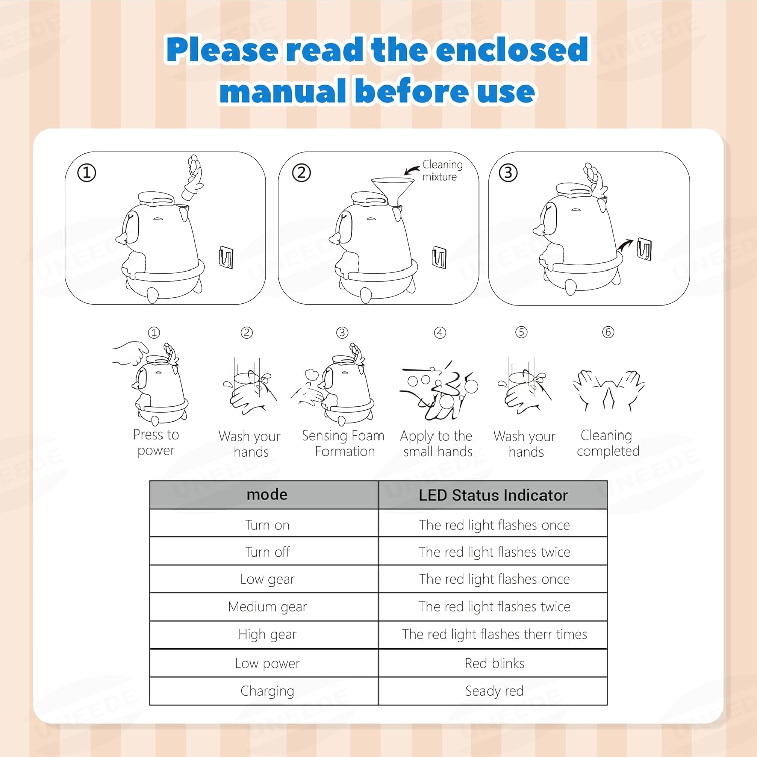 UNEEDE Capybara Hand Soap Dispenser, Automatic Touchless Foaming with Advanced Sensor, IP7 Waterproof, Portable & Wall Mount Rechargeable, 9.5oz/280ml, Cute Soft Silicone for Bathroom, Decor Gifts