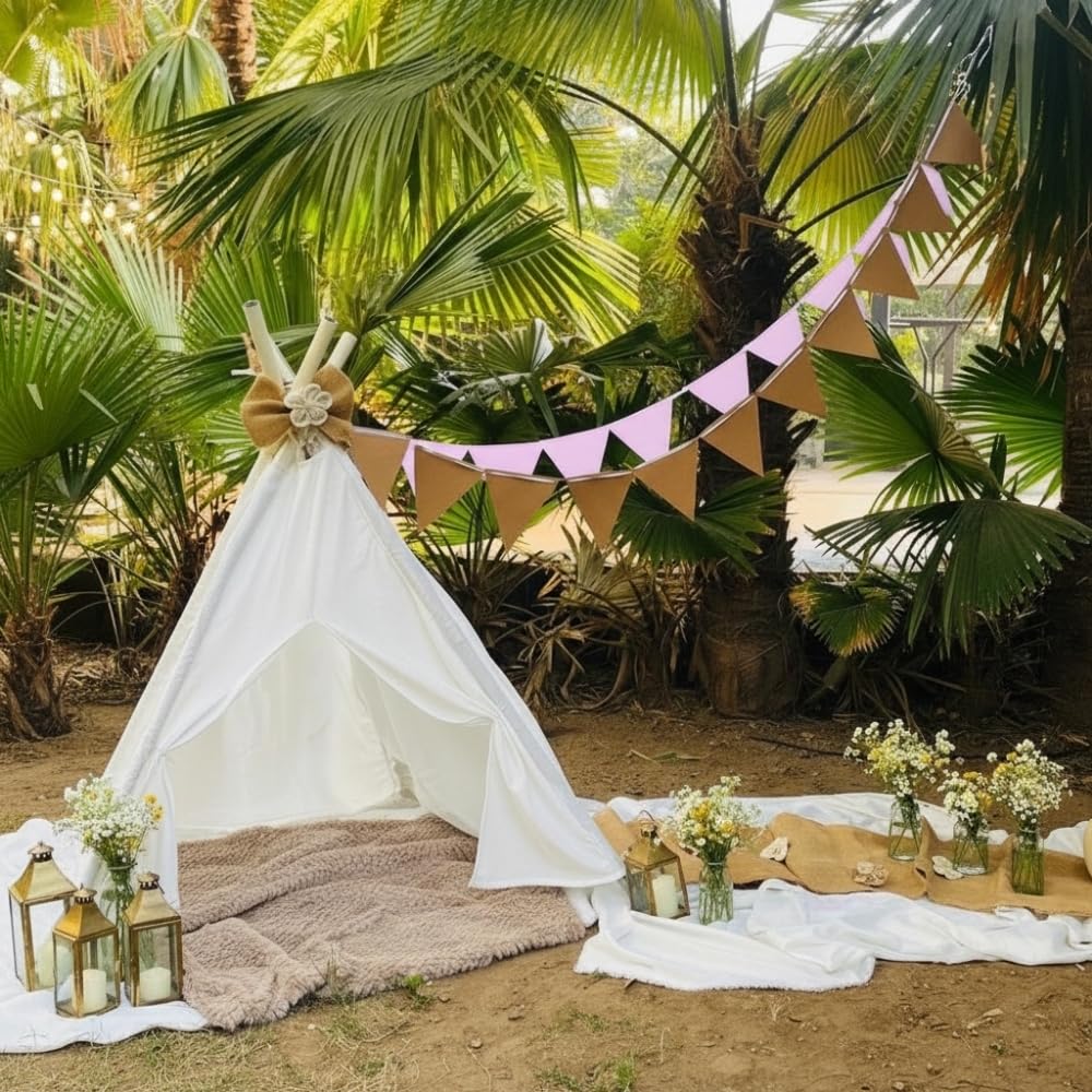 photoshoot tent Teepee Decoration | Tent Set with Sticks, Stitched Fabric, Floor Mat, Jute Flowers, Vase & Toolkit sxt Use this product in Size:Small Headgear + Gloves Cube Aim Race Aktion