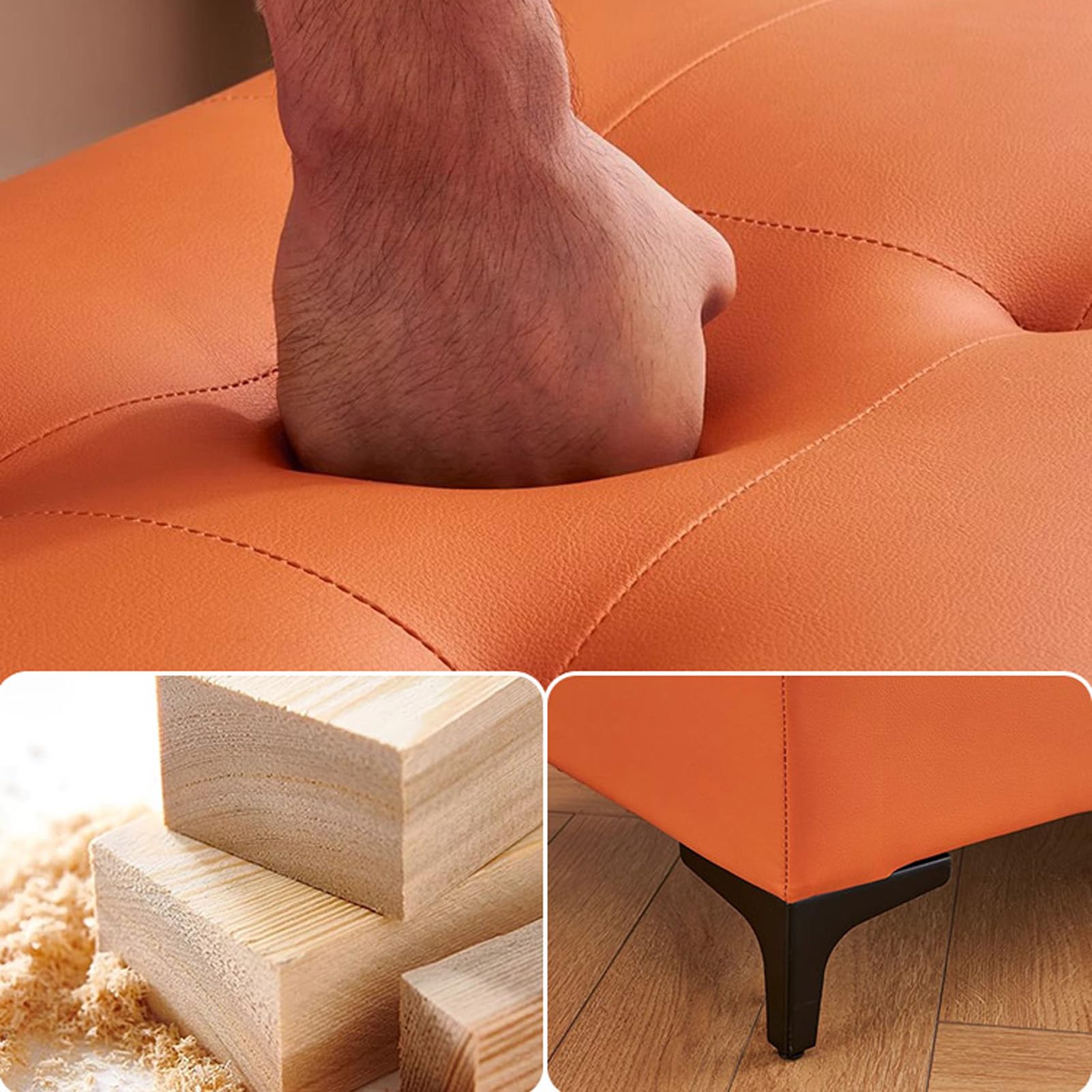 Banco otomano de Cuero con almacenaje - Baúl Acolchado para Entrada y al pie de la Cama con Cerradura, Elegante Organizador para Sala de Estar y baño, Mueble versátil para la decoración del