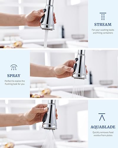 Vista 20 de Cabezal rociador de repuesto para grifo de cocina, con 15 adaptadores, rociador de grifo extraíble con boquilla de 3 funciones, bronce aceitado