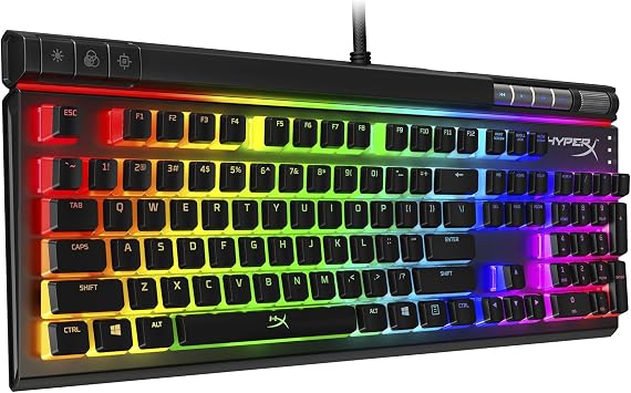 HyperX Alloy Elite 2 - Mekanik oyun klavyesi, yaz l m kontroll   k ve makro ayar , ABS puding tu lar , medya kontrolleri, RGB LED arka ayd nlatmal  do rusal  alter HyperX k rm z , QWERTY