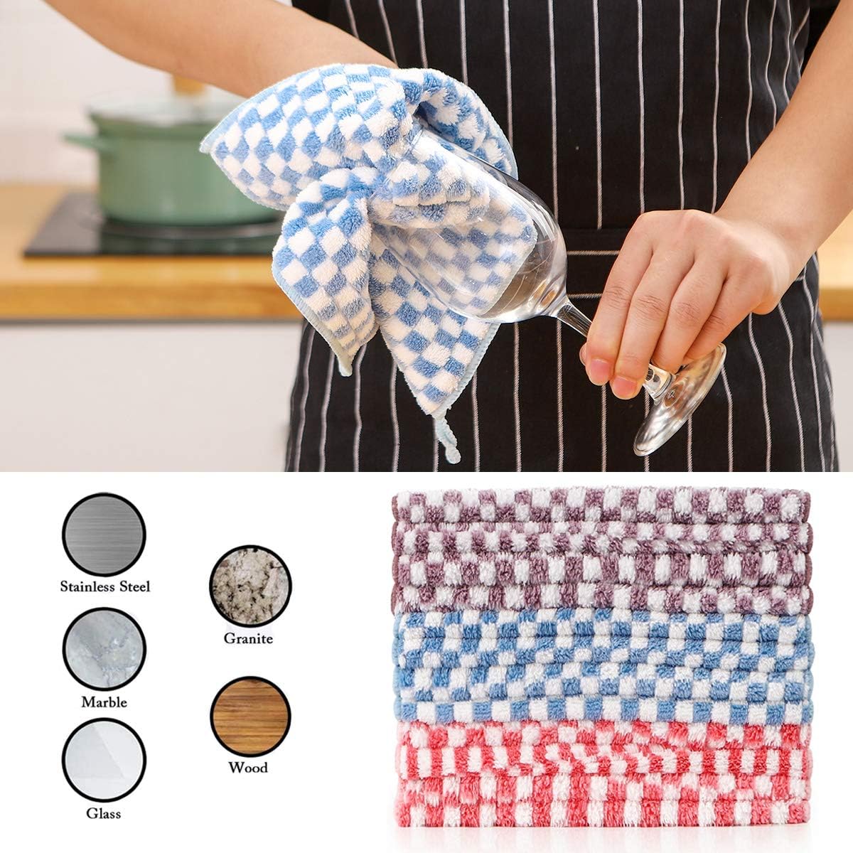 TANGDIAABBCC AMAHLE 12Pcs Microfiber Cloths 11.8 x 11.8 inch Microfiber Towels, Highly Absorbent, Lint Free for House, Kitchen, Car, Window Gifts