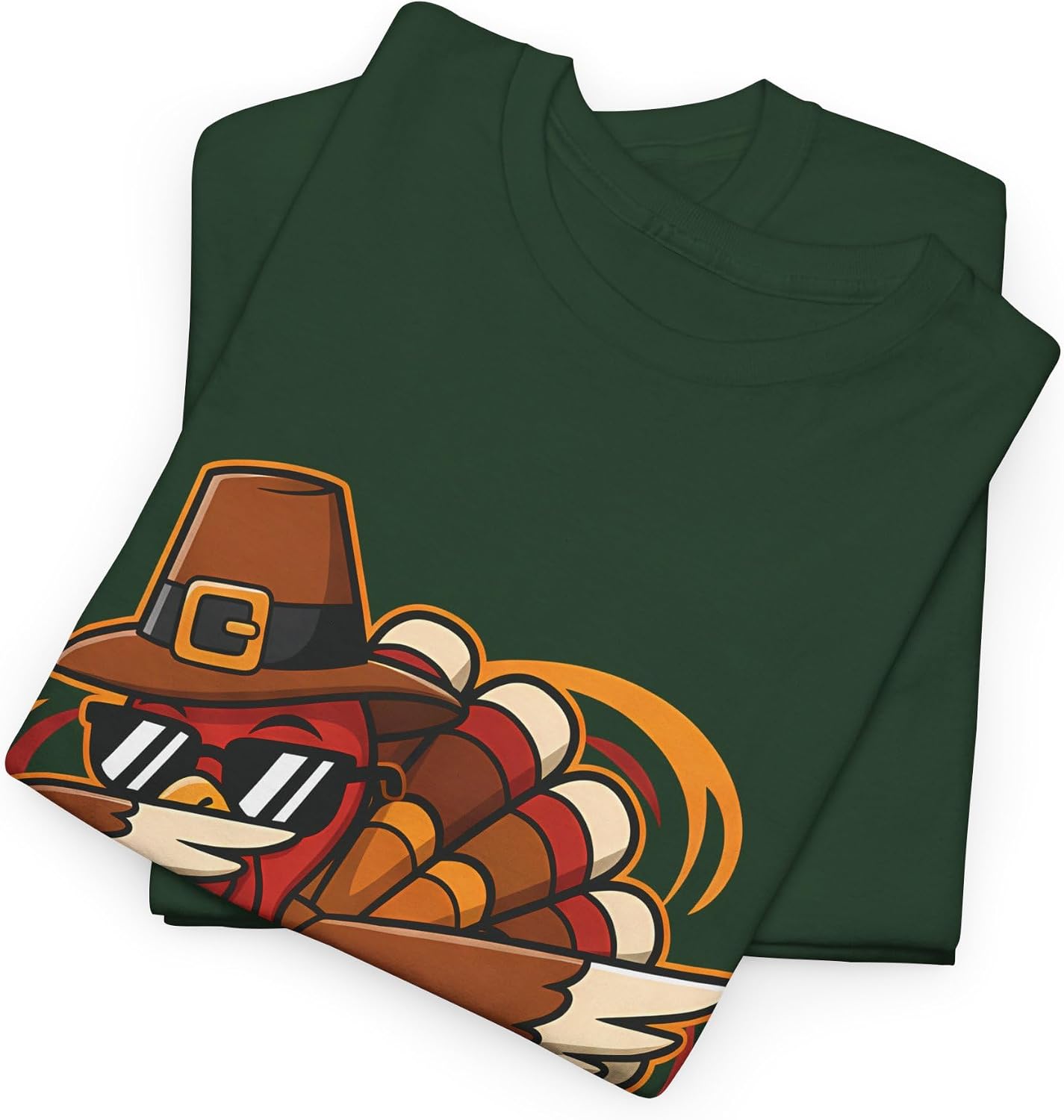 Funny Dabbing Turkey Thanksgiving Pilgrim Hat Sunglasses Cool Dab Dance Boys Men Kids Graphic Holiday Turkey Day Forest Green