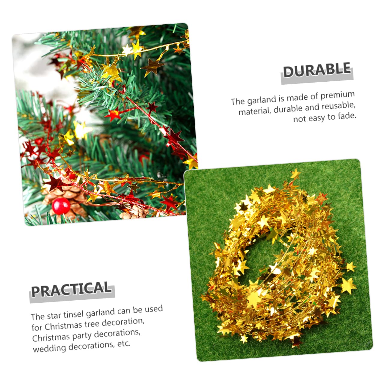 Cabilock 4 Set Ornamenti Da Appendere In Alto Ghirlanda Di Natale Illuminata Ghirlanda Di Glitter A Forma Di Stella Di Natale Ghirlanda Di Stelle Metalliche Decorazione Di Rete 6 pezzi * 4