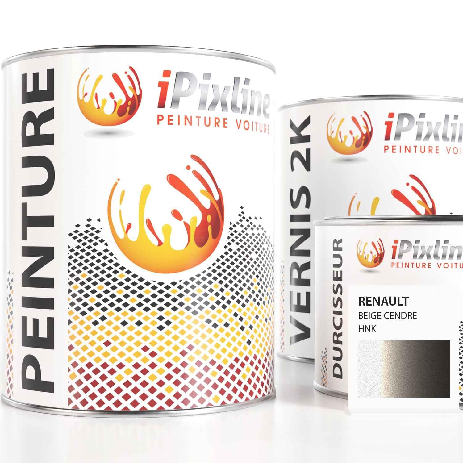 Kit Retouche Peinture Carrosserie Voiture - Pot Peinture Auto 500 ml, Vernis 2k 330 ml, Durcisseur 170 ml - Compatible avec Renault - Beige Cendre HNK