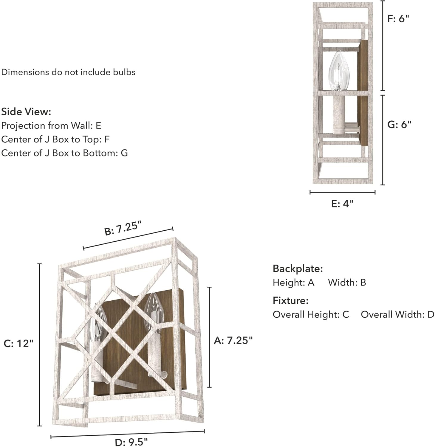 Hunter Fan Company 19336 Langwood Wall Sconce, Distressed White
