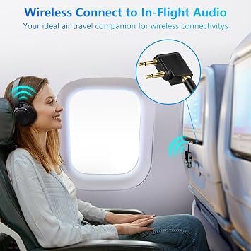 SONRU Bluetooth 5.3 Transmitter Receiver, 2-in-1 Airplane Wireless Bluetooth with LED Display, Double Connection Receiver 3.5mm Aux Audio Adapter with RCA Cable, for Flight/TV/PC/Car/Gym