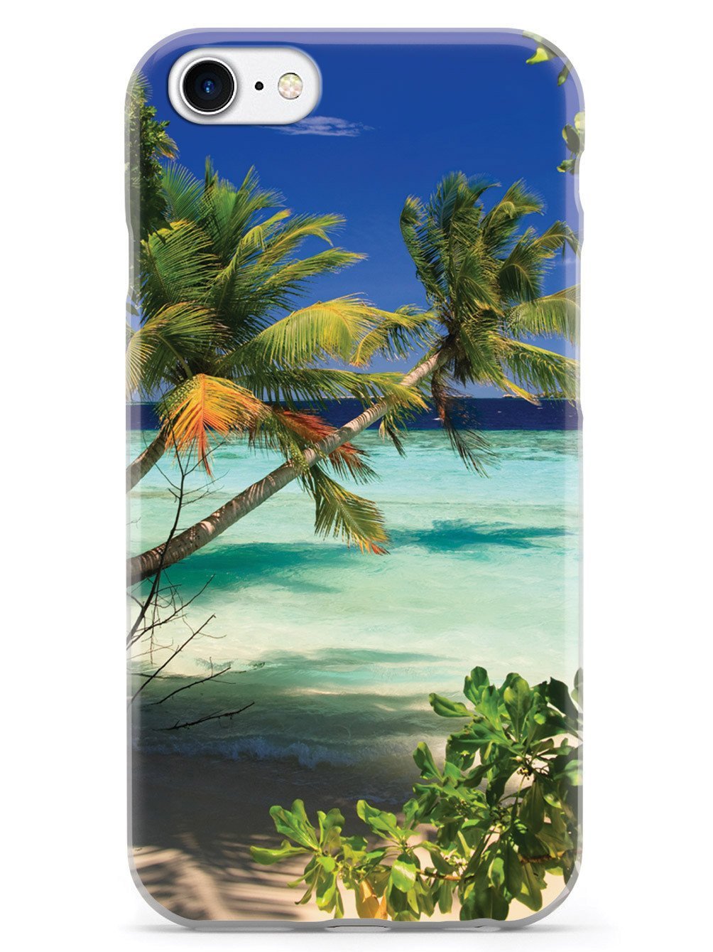 Inspired Cases - Compatible with iPhone 8 Case - 3D Textured Protective Phone Case for Apple iPhone 8 - Palm Trees and Beach Scene