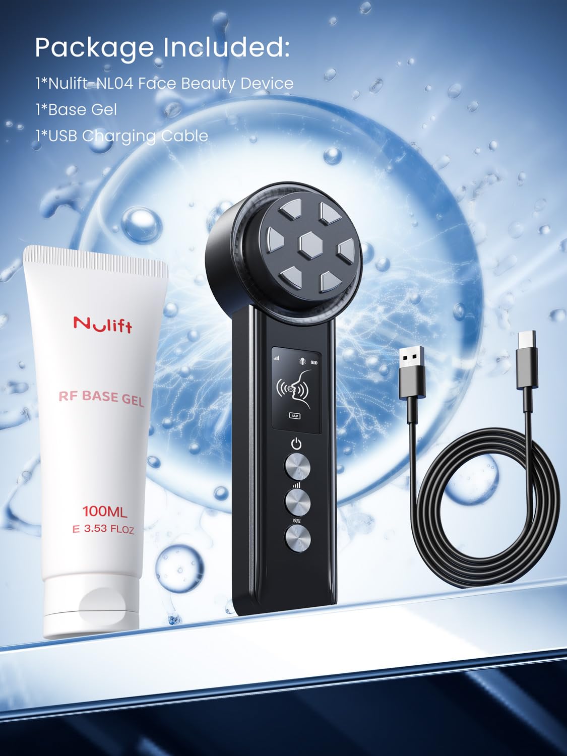 Radio Frequency Skin Tightening Device, Smart Electric Zinc Alloy Facial Beauty Machine with RF-Current Cold Heat for Jawline Lifting, Cheek Firm, Wrinkle Reduction, Depuff, Increase Absorption