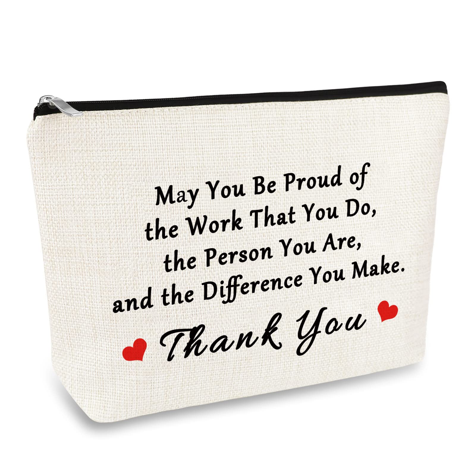 Thank You Gift for Women Makeup Bag Inspirational Appreciation Gift for Employee Volunteer Social Worker Nurse Teacher Friends Thanksgiving Graduation