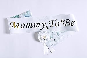 HappyLand Gender Neutral Baby Reveal Kit - Sash for "Mom-to-Be" & "Daddy-to-Be"...