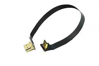 Permanent Slim MINI HDMI Flat HDMI FPV HDMI Cable Mini Interface 90 Degree to Standard Interface 90 UP for brushless Gimbal handhold Gimbal dsrl Gimbal FPV Drone Rig 20cm