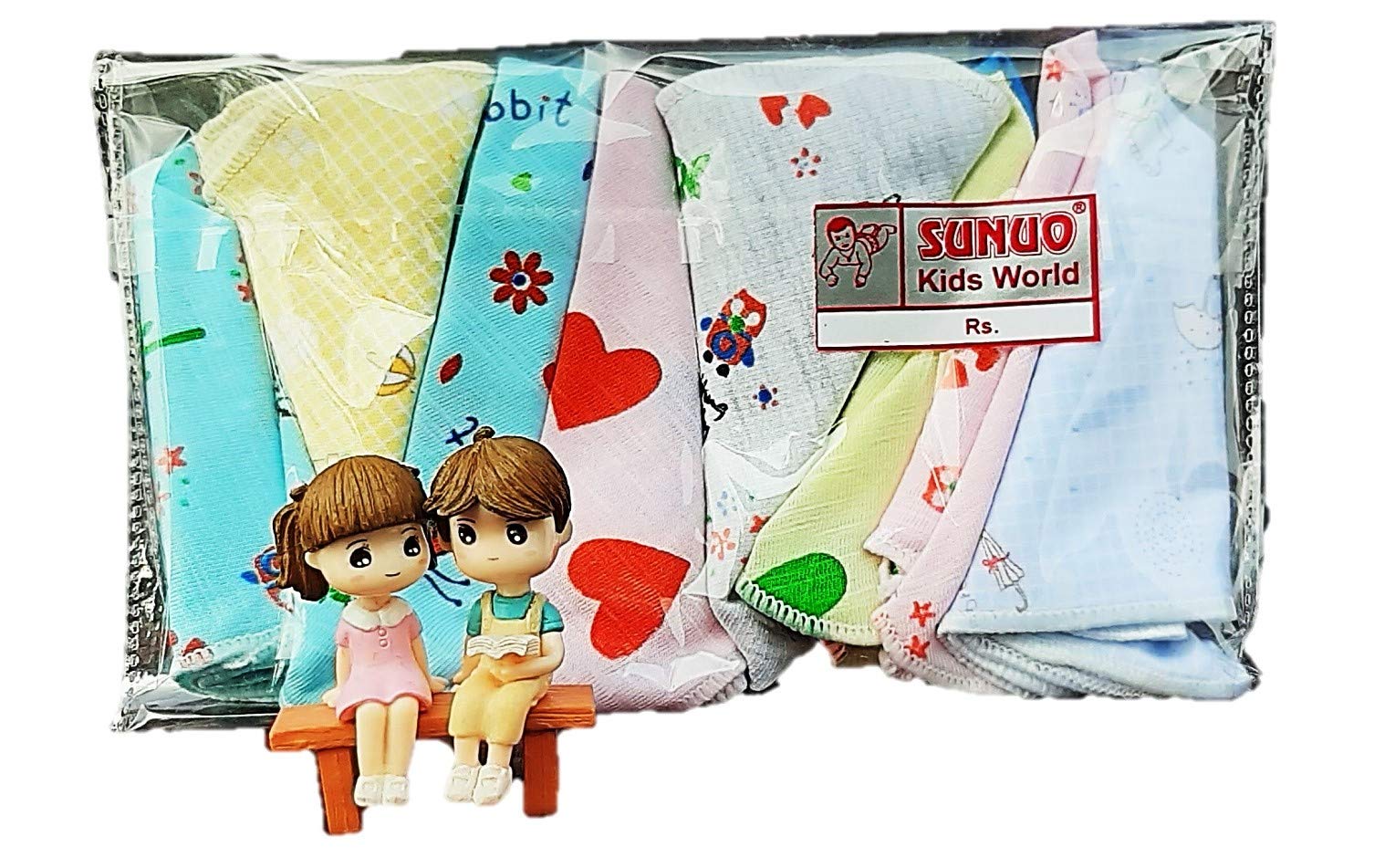 SUNUO Baby Cotton Washcloths for New Born Soft Cotton Face Towels Unisex Multicolour (Pack of 8)