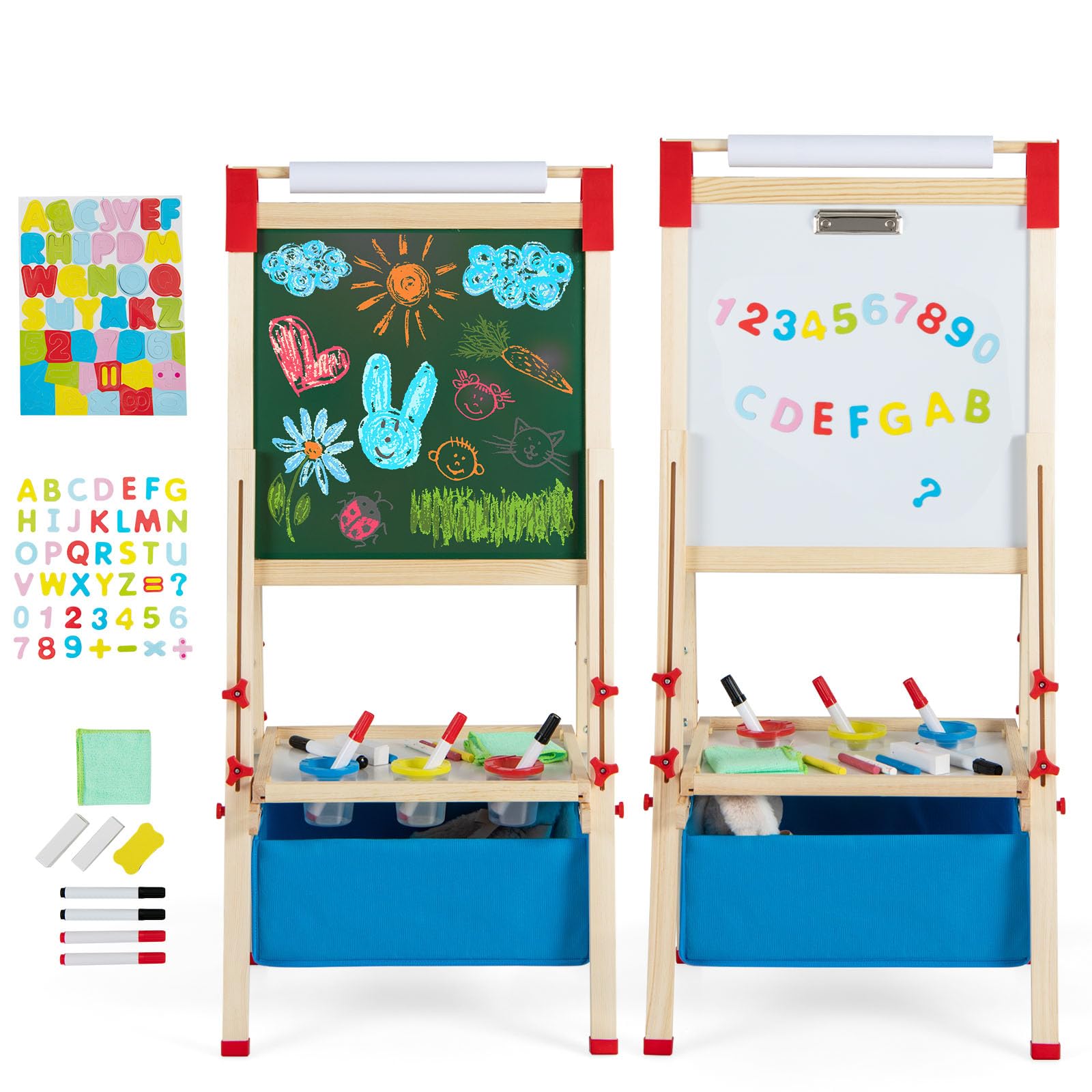 HOMASIS Chevalet Enfant Double Face, Réglable en Hauteur