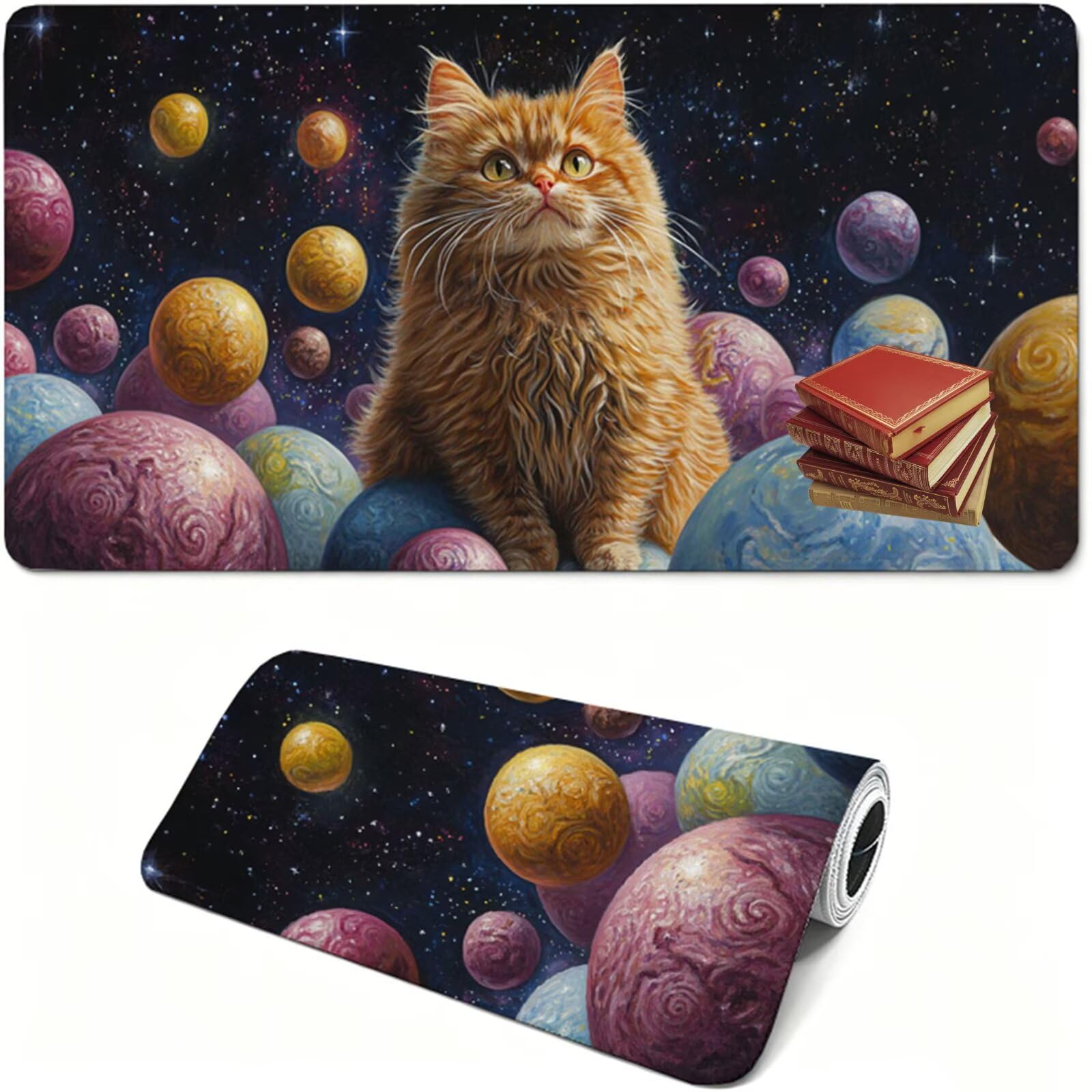 Tapis de Souris, 1200 x 600 x 3 MM Tapis de Souris Orange, Grand Tapis Souris de Jeu avec Ciel étoilé, Imperméable, Texturée Résistant à Usure Lavable, pour Gamer, la Maison et Le Bureau XF-310