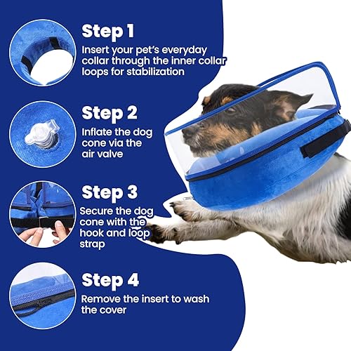 Miniatura 7 de BARKLESS Cono de perro, cono inflable para perro después de cirugía para razas pequeñas y medianas, collar de cirugía suave con escudo protector