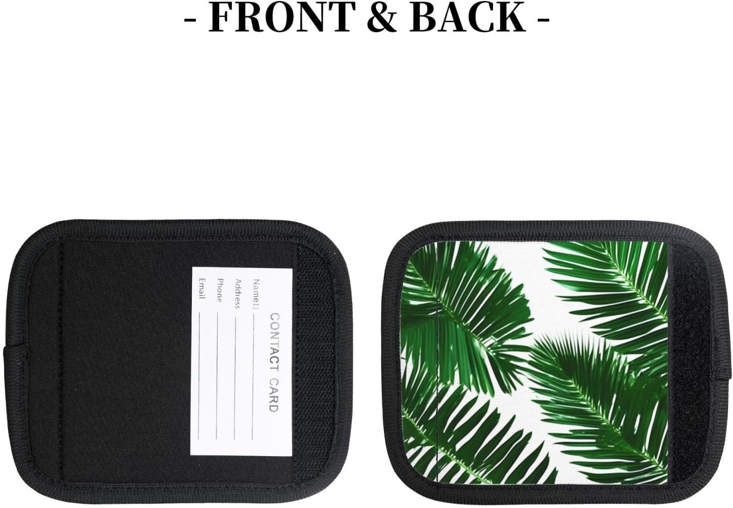 Cute Green Palm Leaves 1 Print Luggage Handle Wraps Luggage Identifiers Soft Neoprene Luggage Handle Wraps for Suitcase Trolley Handle Grip Cover 2 Pack Luggage Tags