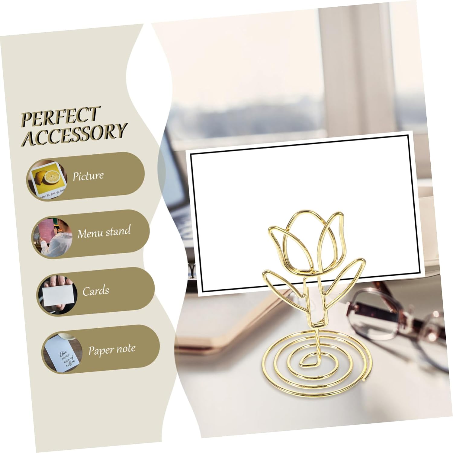 SOLUSTRE 10pcs Metal Tulip Shape Photo Clip Holders Wedding Decorations Photo Card Holder Clips Table Card for Wedding