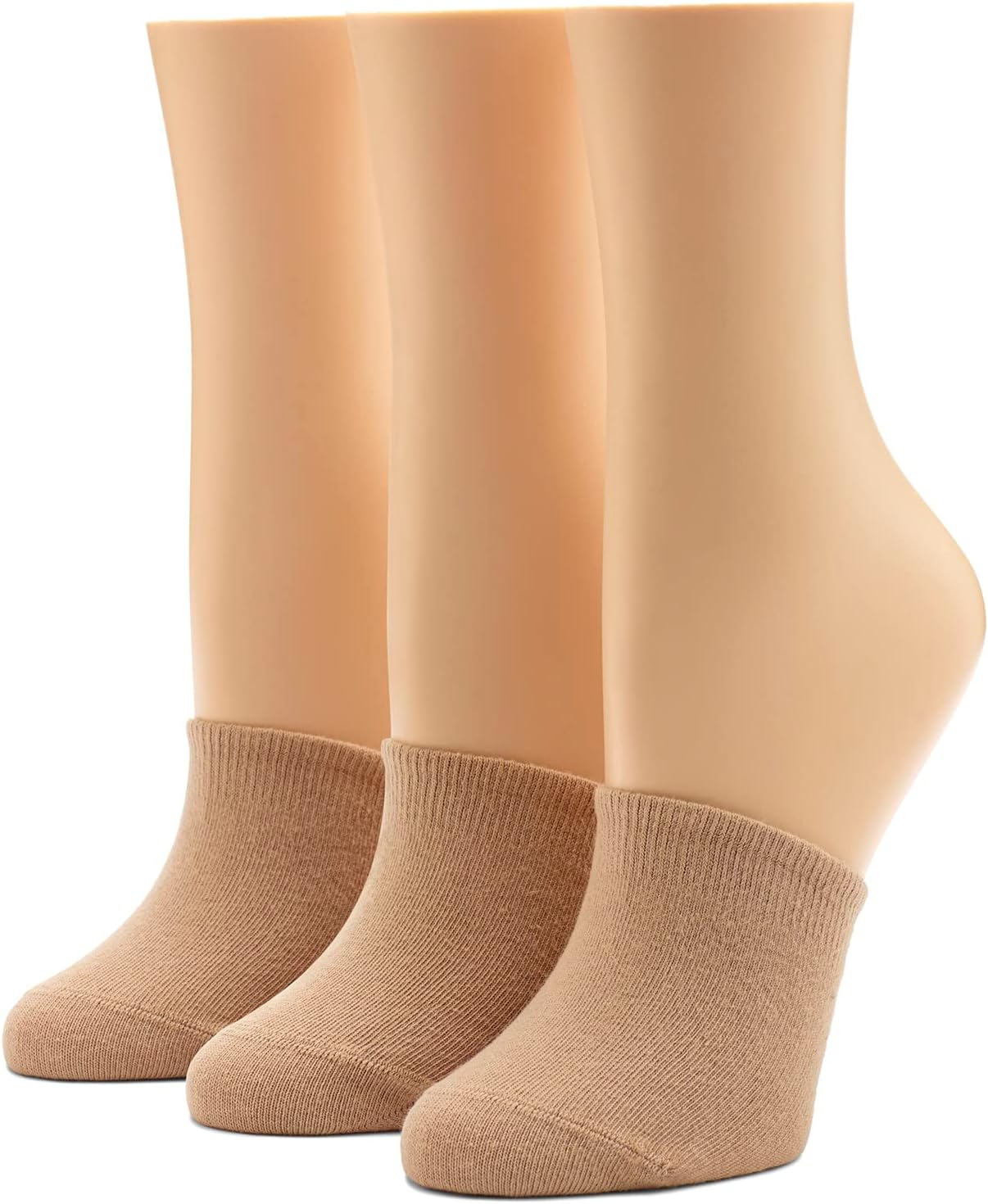 HUE Women's Cotton Toe Topper Hidden Toe Cap Liner Socks 3 Pair Pack