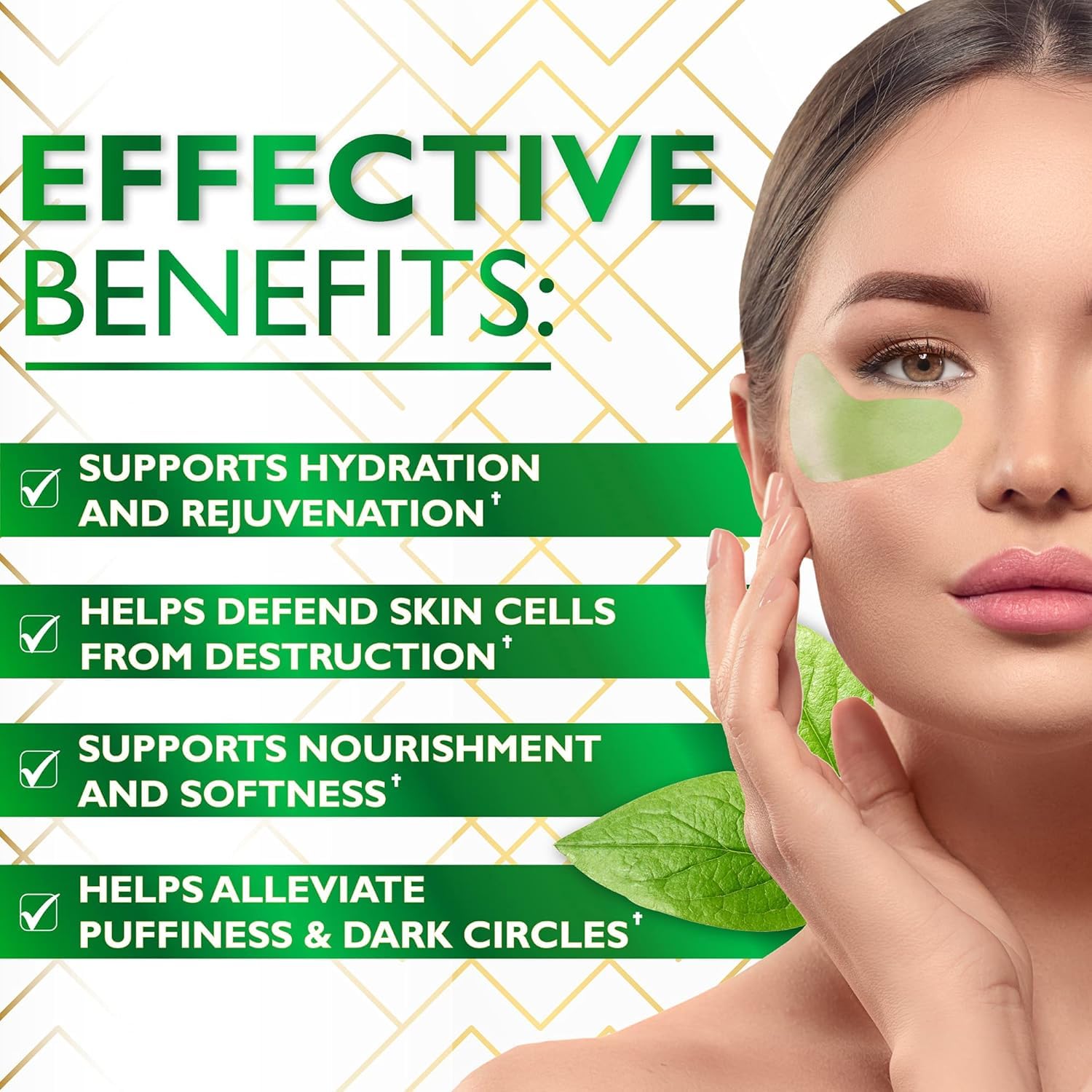 Green Tea Under Eye Patches 60 Pads - Matcha Under Eye Mask for Reducing Puffiness, Dark Circles, Wrinkles, Dull Skin, Fine Liners - Moisturizing Gel Pads with Hydrolized Collagen - All Skin Types - Image 2