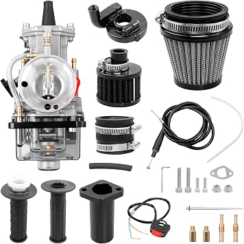 PWK 24mm Carburetor Throttle Assembly with Jet Kit | Fits Predator 212cc/196cc/200cc/224cc 6.5HP Engines, Coleman CT200U/BT200X/CT200U-EX Mini Bikes, Baja Warrior, MB200, KT196 Go Karts Black