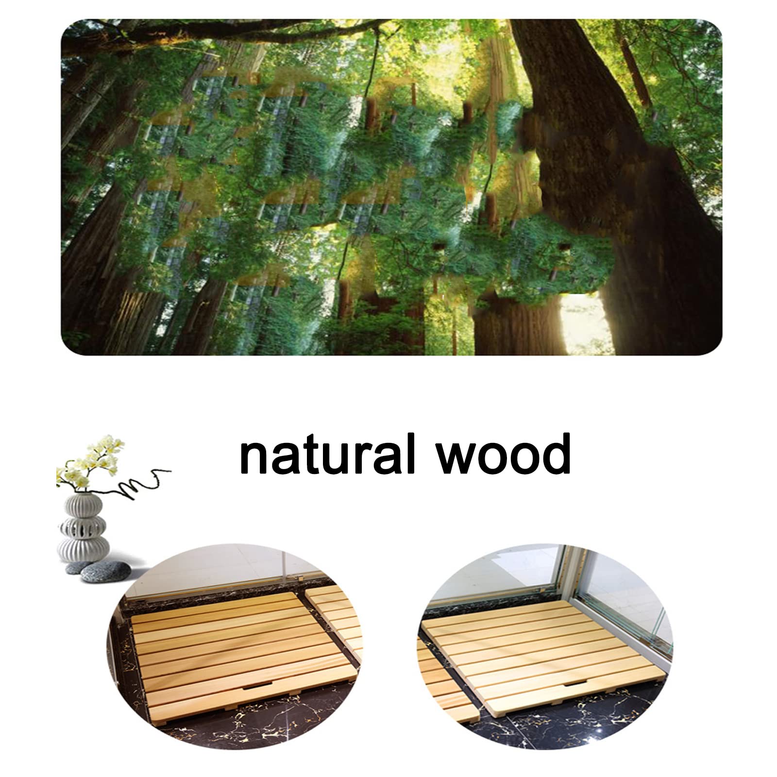 Pedana Doccia di Lusso,Pedana Doccia in Legno,Tappeto Bagno e Cucina,Pedana per Doccia,Tappeto Doccia Multifunzionali,per Una Facile Conservazione,per Interni o Esterni (50x50cm/20x20in)