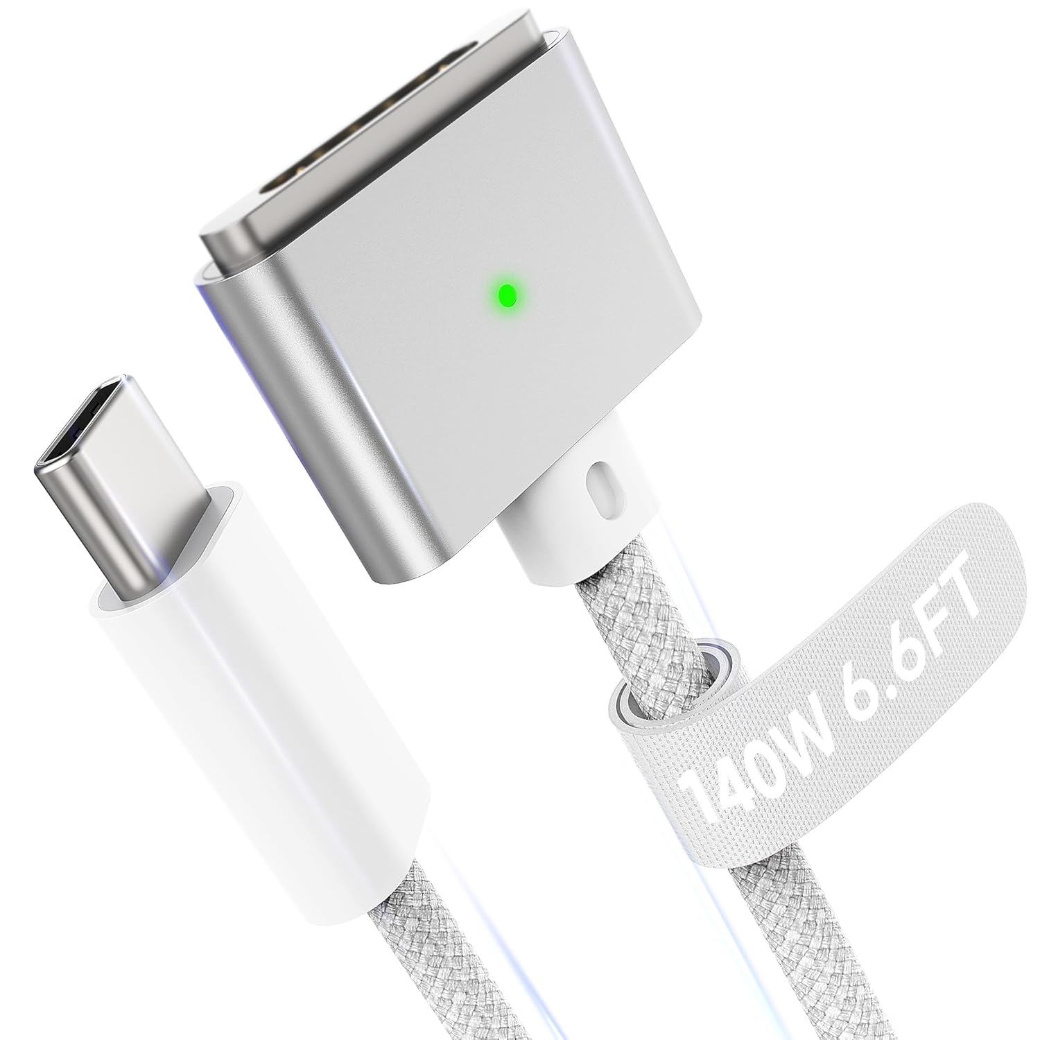 Magnetic 3 Cable USB-C 6.6FT Compatible with M5/M4/M3/M2 MacBook Air Pro Charger, 140W Safe 3 Cable for MacBook Air (13"/15" 2026/2025/2024/2023/2022), Pro (16"/14" 2026/2025/2024/2023/2021), White