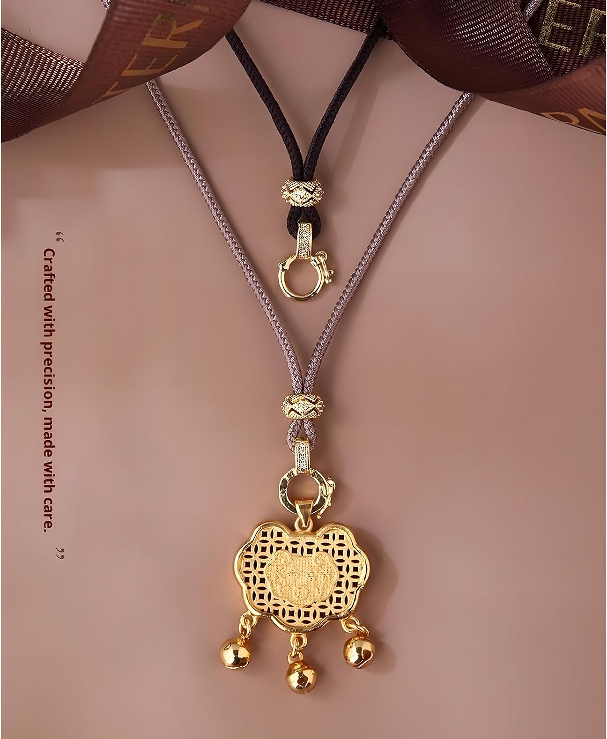 Elegant Handwoven Pendant Necklace Cord - Thin Gold Plated Rope for Women's Jewelry, Gemstone, Jade, Crystal, and Locket Accessories, Adjustable Bohemian Choker, Y2K Fashion Necklace for Daily Wear